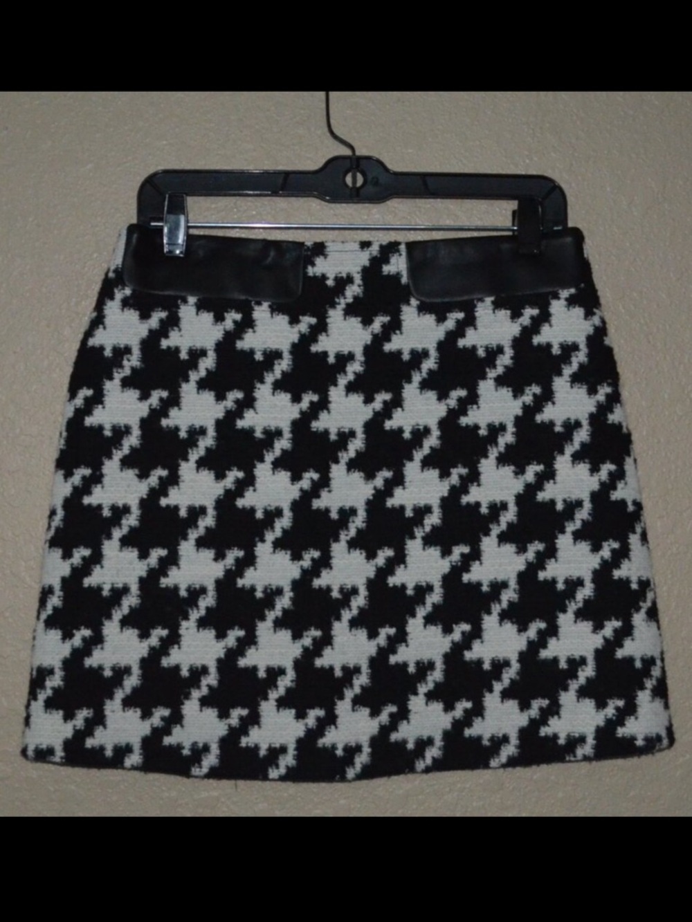 Sz 40 6 Barbara Bui Black White Houndstooth Wool Blend Mini Skirt